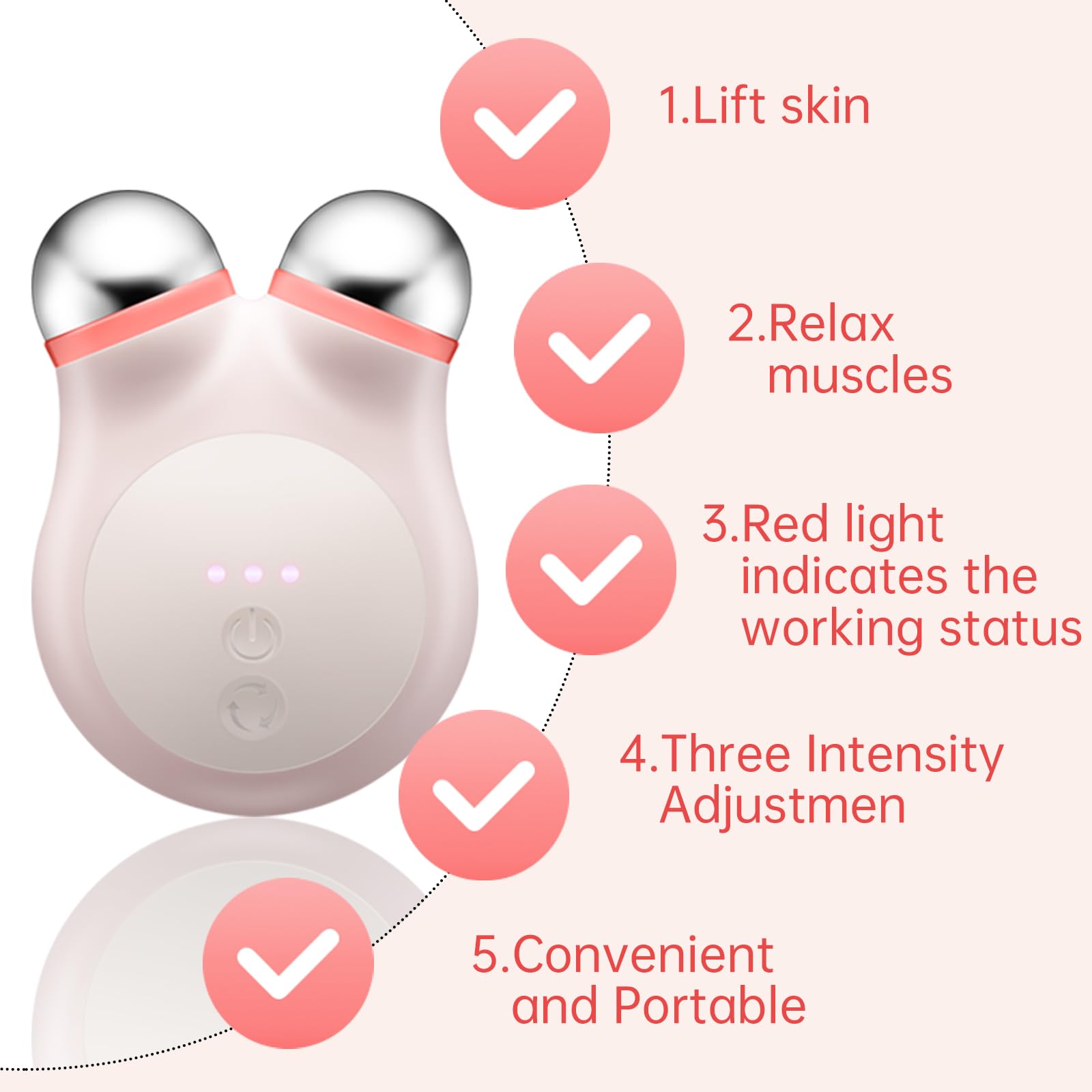 Mikrostrom-Gesichtsstraffer EMS-Rotlicht-Therapie-Massagegerät, Gesichts- und Kiefermuskeltrainer | Gesichtsstraffung | Anti-Aging-Gerät | Mikrostrom gegen Falten, Hautstraffung