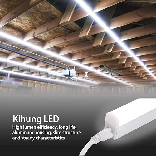 Miniatura 8 de Kihung Paquete de 12 luces LED de tienda de 4 pies, 20 W, 2200 lm, 6500 K, luz de garaje súper brillante, T5 de 4 pies, luces de tienda ideales para