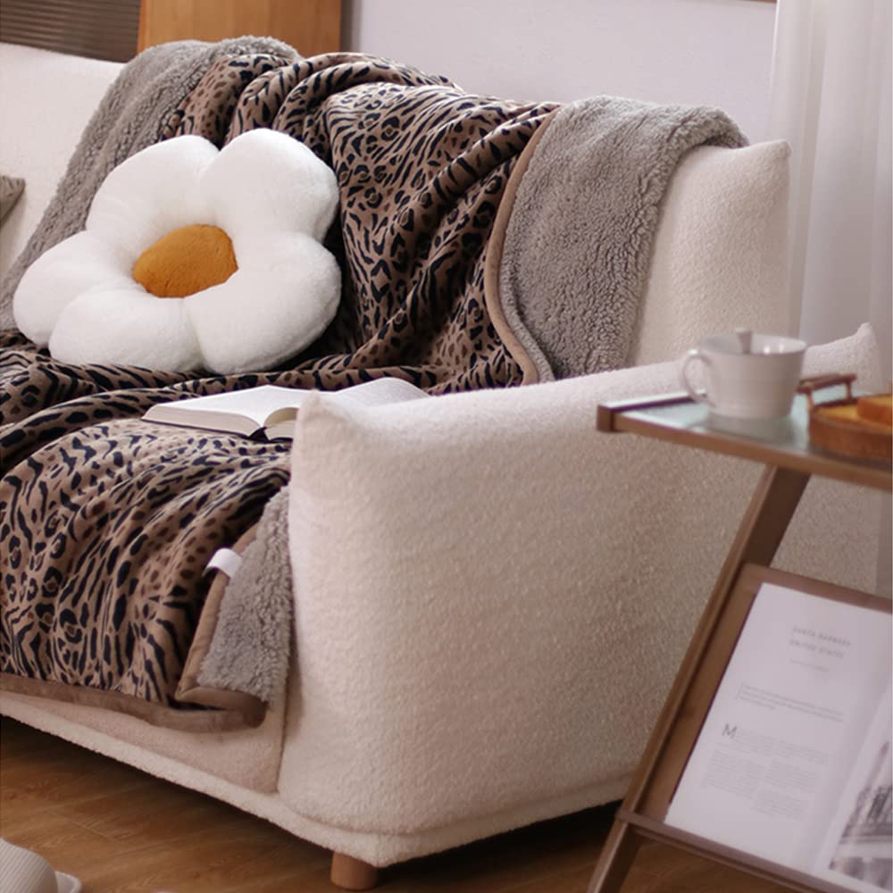 Hggzeg Elegante coperta in pile leopardato caldo e spesso, 150 x 200 cm