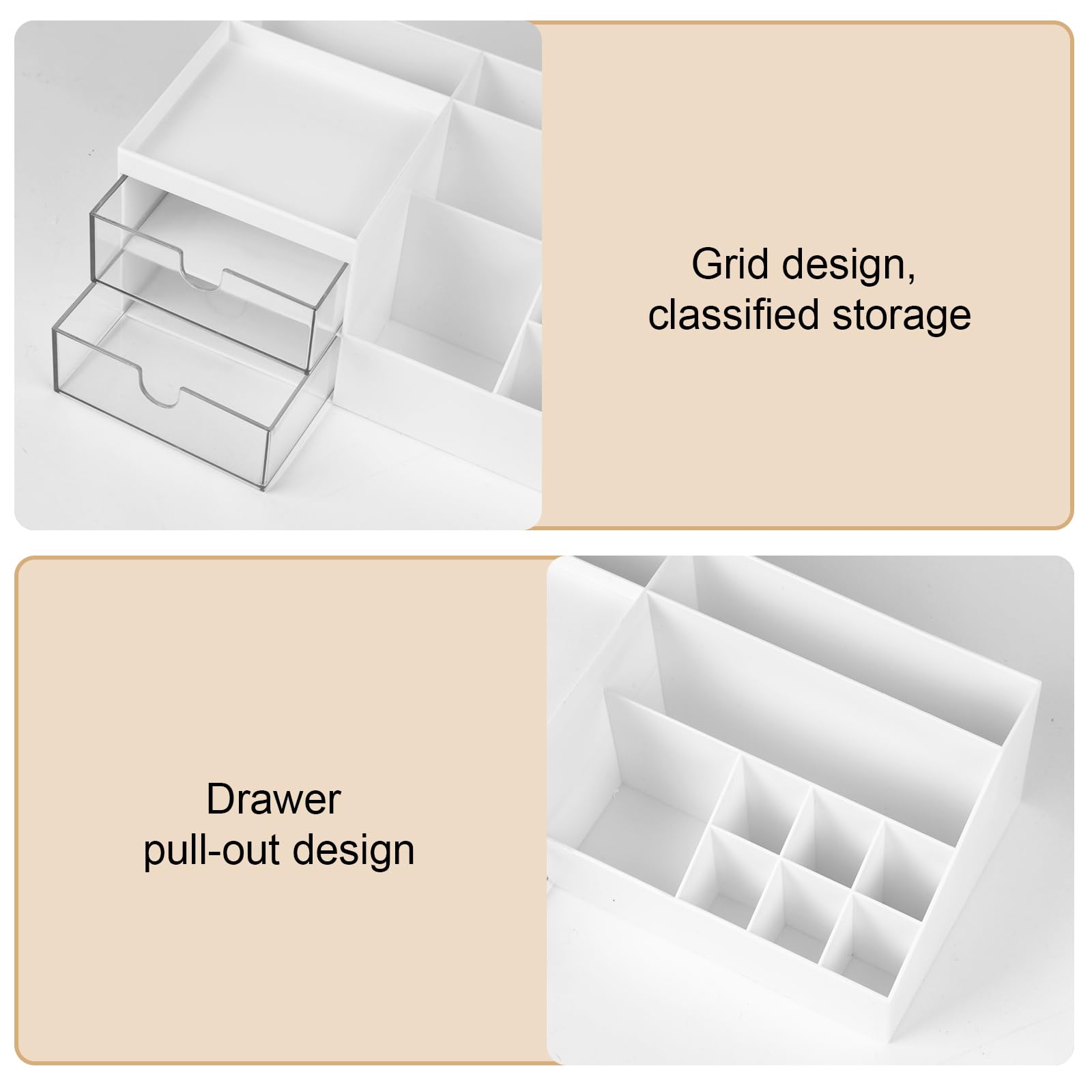 URAQT Porta Trucchi Organizer Con Cassettini e 10 Scomparti Di Diverse Dimensioni, Box Portatrucco Adatto per Gioielli, Spazzole, Rossetto