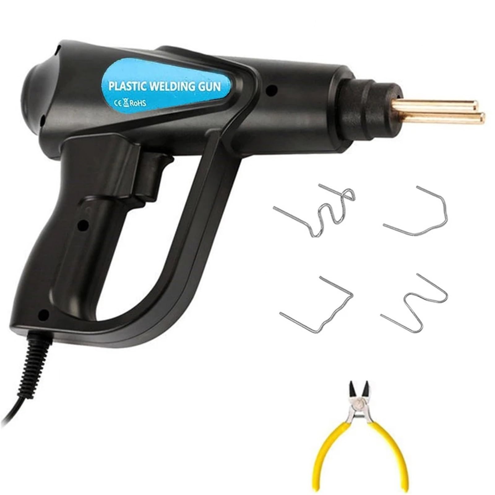 gasfreie Schweißgeräte, 70W Heißhefter PVC Kunststoff Schweißer Heißluftpistole Schweißgerät Stoßstange Lötkolben Garage Werkzeuge(With pliers)