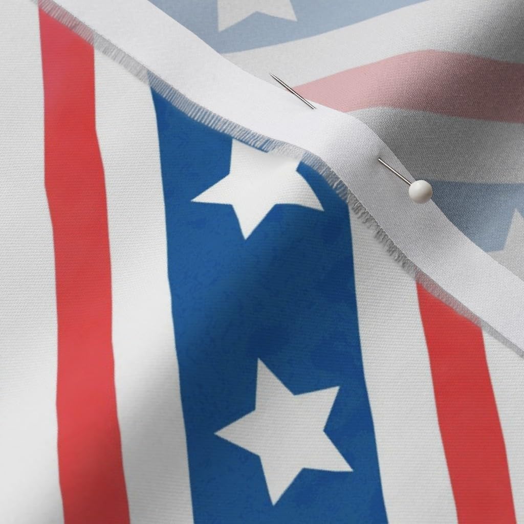 Spoonflower Fabric - Stars Stripes American Flag Old Star July 4Th Independence Printed on Organic Cotton Sateen Fabric by The Yard - Sewing Quilting Apparel Home Decor