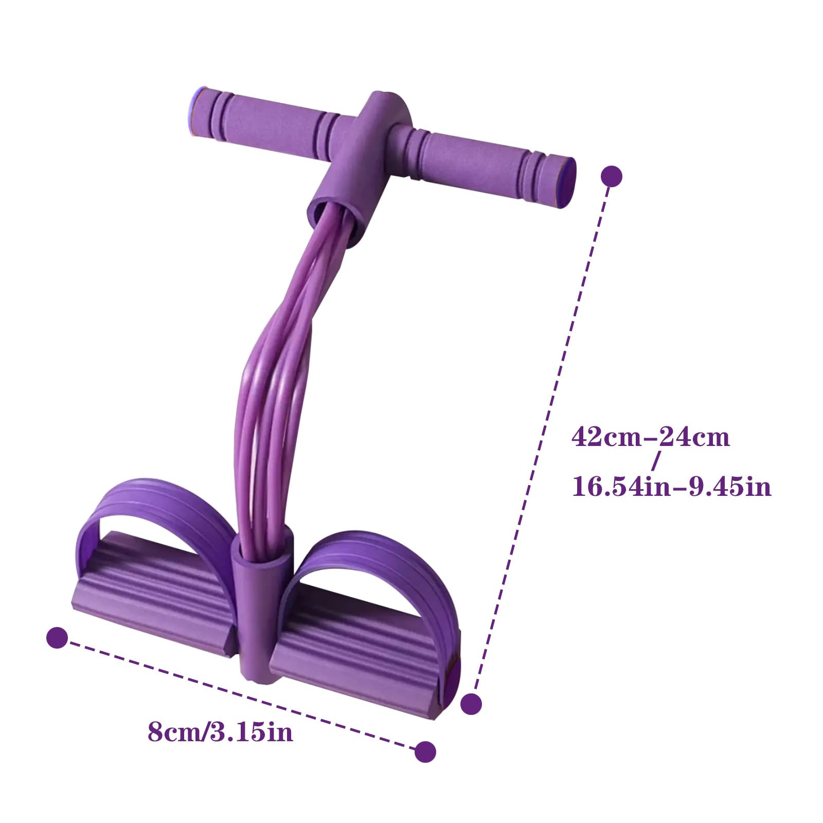 Addominali Attrezzi, 8 Tubi Allenatore Addominale, Fascia di Resistenza a Pedale, Sit-Up Attrezzo per Allenamento Bodybuilding, Corda Elastica di Trazione Multifunzione, Elastico con Pedali
