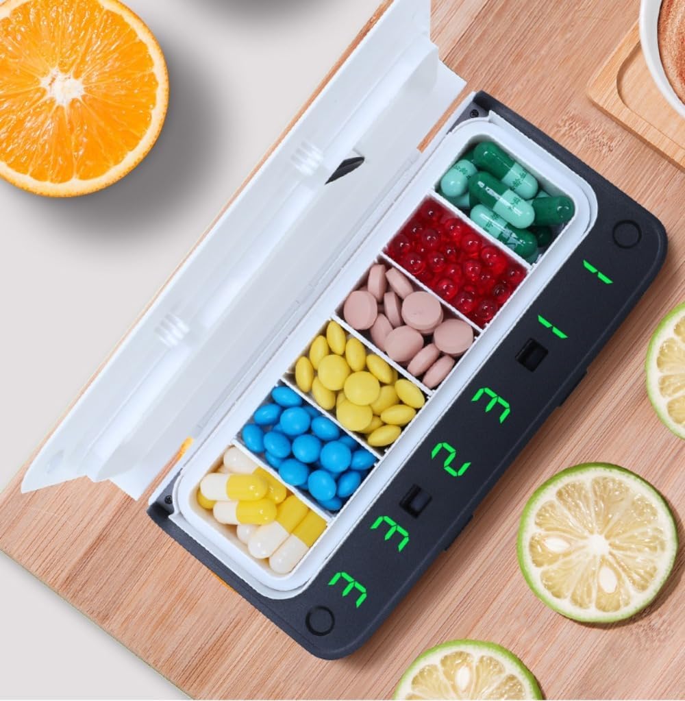 WOLKKAM高齢者が薬を飲む時間を知らせる電子スマート薬箱。 (ホワイト)