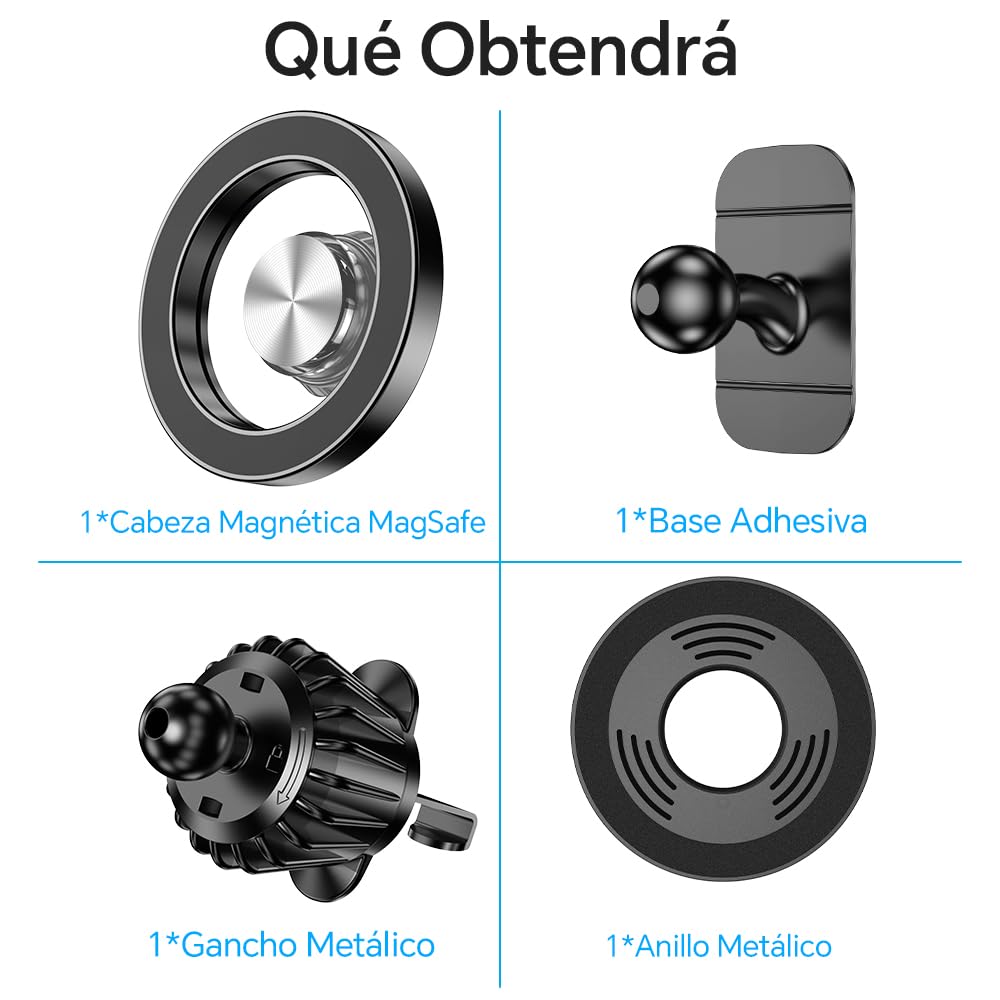 Coolpow Soporte Móvil Coche Magsafe Imanes 360° Rotación para iPhone 17 16