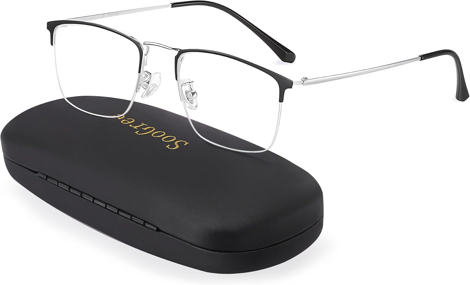 SooGree Progressive Multifocus Reading Glasses Half Frame Transition Presbyopic Eyewear Blue Light Blocking Computer Readers