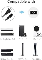 Vista 8 de TPLTECH Cable de alimentación de CA compatible con Xbox One S/X, Xbox Series X/S, PS4/PS5/PS3 Slim, reemplazo universal de 2 clavijas