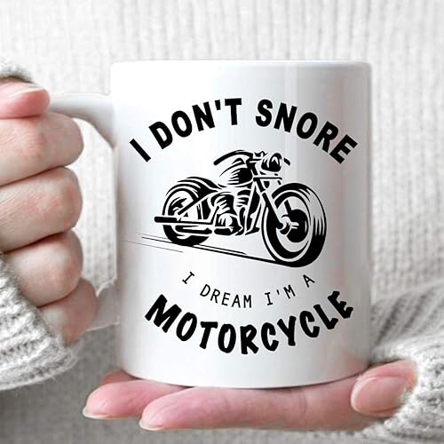Miniatura 6 de Taza de motocicleta con texto en inglés "I Don't Snore I Dream I'm A", regalo de cumpleaños para amantes de la motocicleta, regalo de motociclista