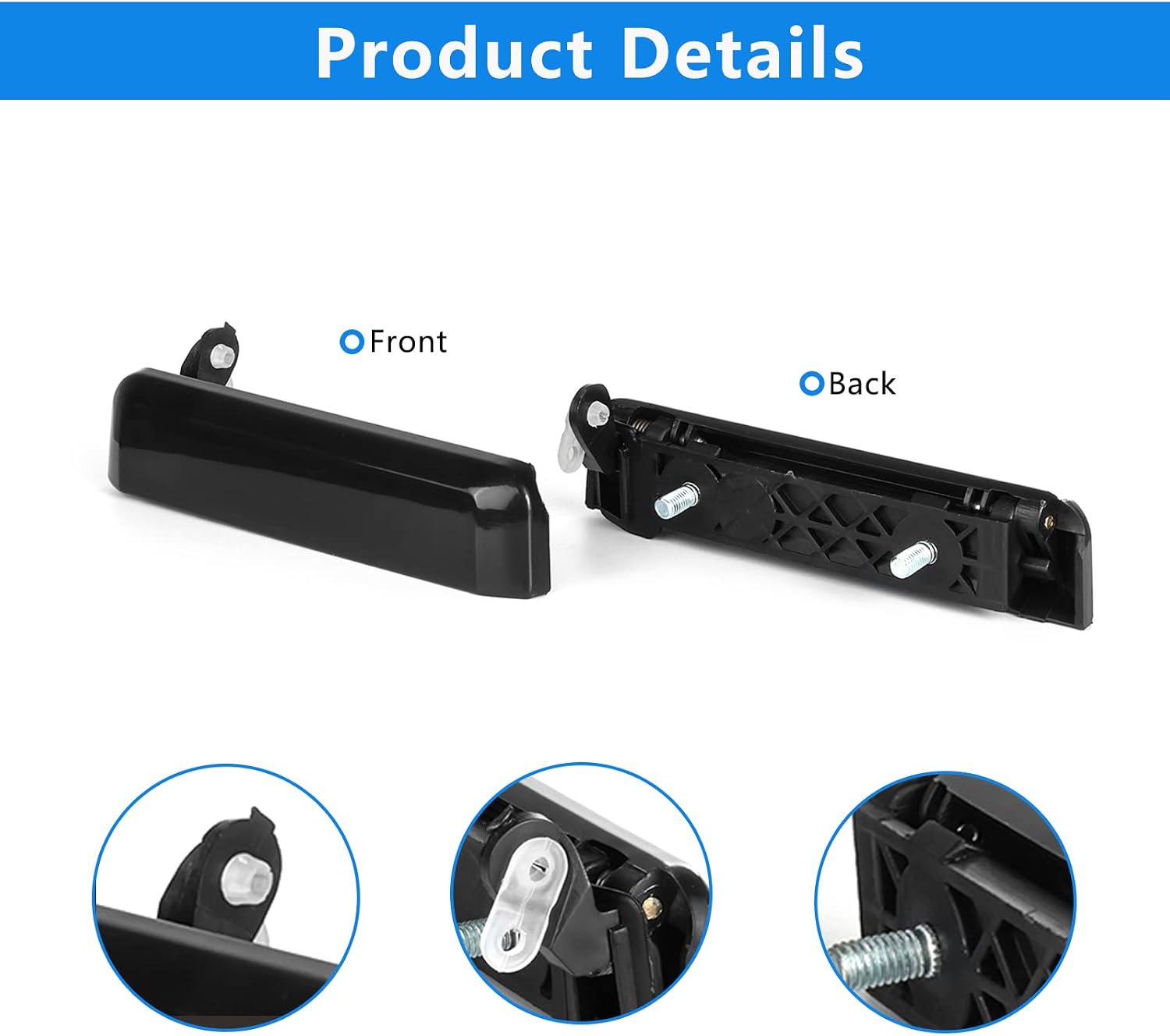 Exterior Front Left Driver & Right Passenger Door Handle Replacement for 1986-94 Nissan D21, 1987-95 Pathfinder, 1995-97 Pickup, Black, 77219, 77220