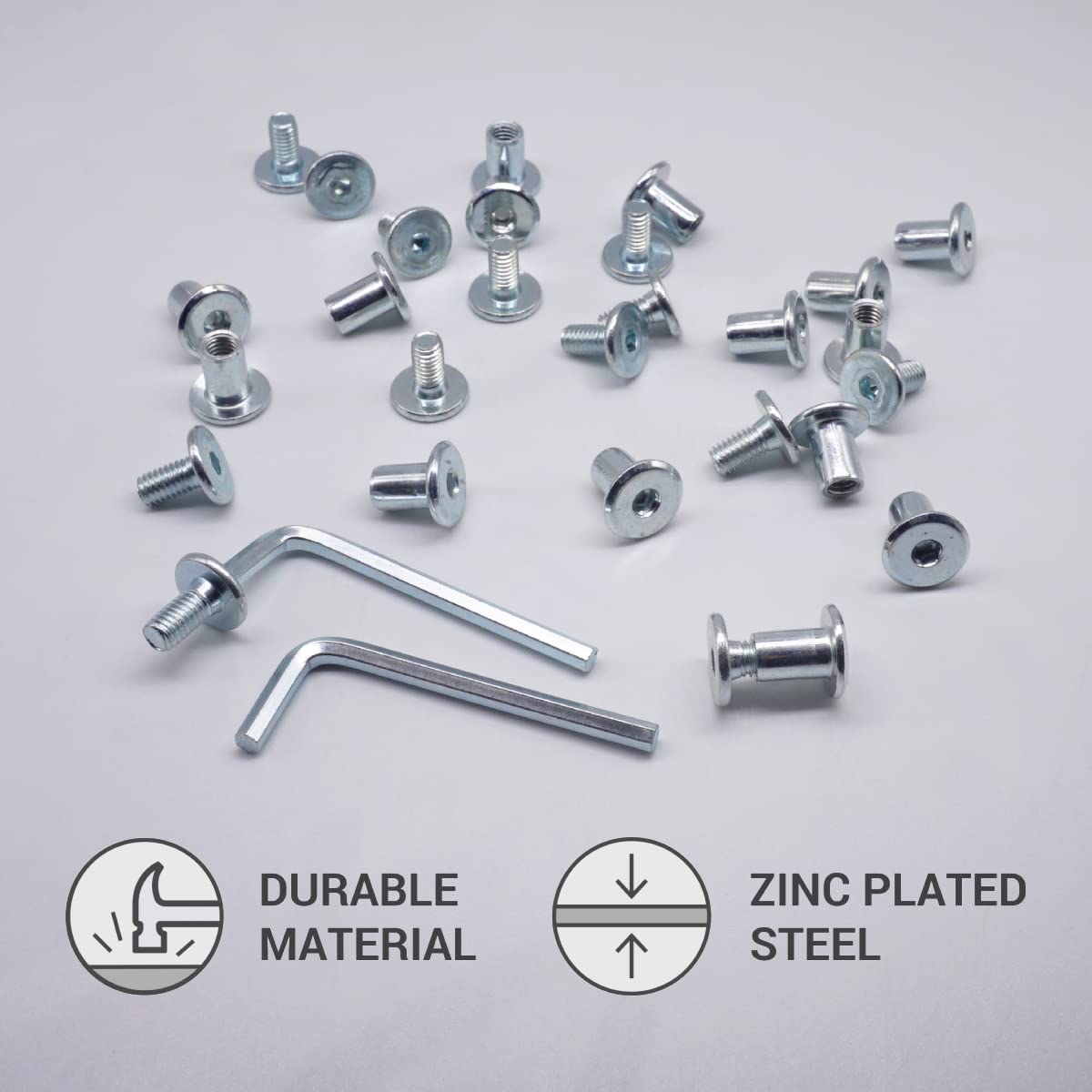 (Pack of 40 pcs) Zinc Plated Steel Joint Connector Bolts M6 x 12 mm