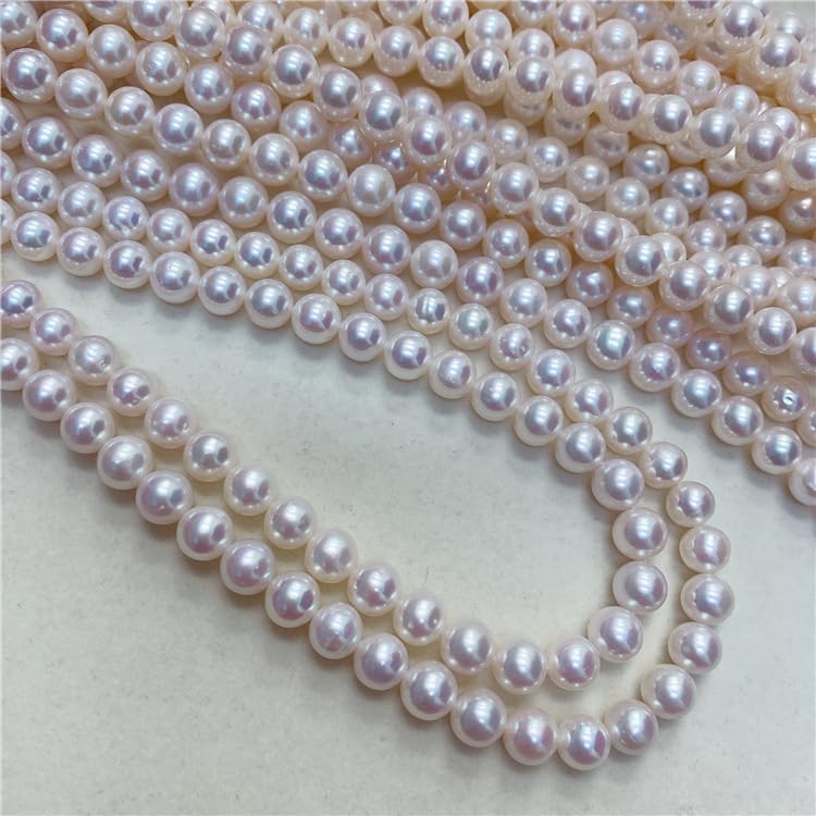 Long Strand Pearl Necklace, Freshwater Pearl Sweater Necklaces for Women, Real Pearl Strand Necklaces Jewelry, 3-4MM