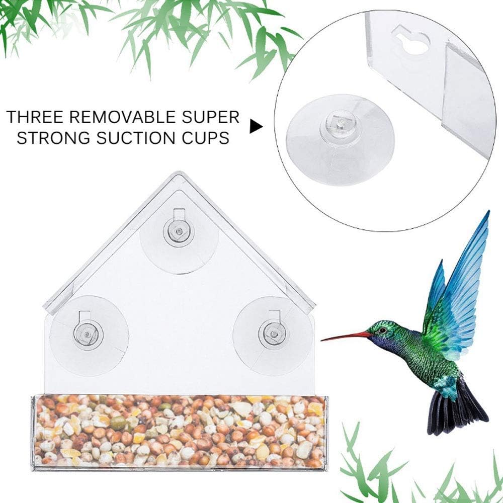 Window Bird Feeder with Strong Suction Cups and Seed Tray, Outdoor Birdfeeders for Wild Birds, Finch, Cardinal, and Bluebird.Outside Hanging Birdhouse Kits
