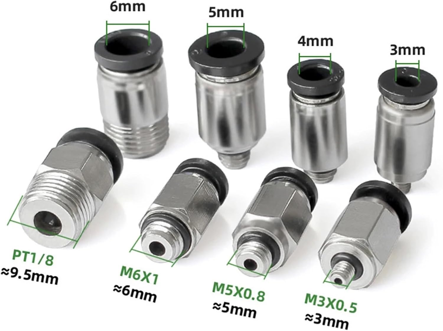 1pc PC Mini Pneumatic Quick Connector 3mm 4mm 5mm Outer Thread M3 M4 M5 M6 M8 01 Through Quick Connector PC3-M5 PC4-M3 PC5-M6(PC3-M4)
