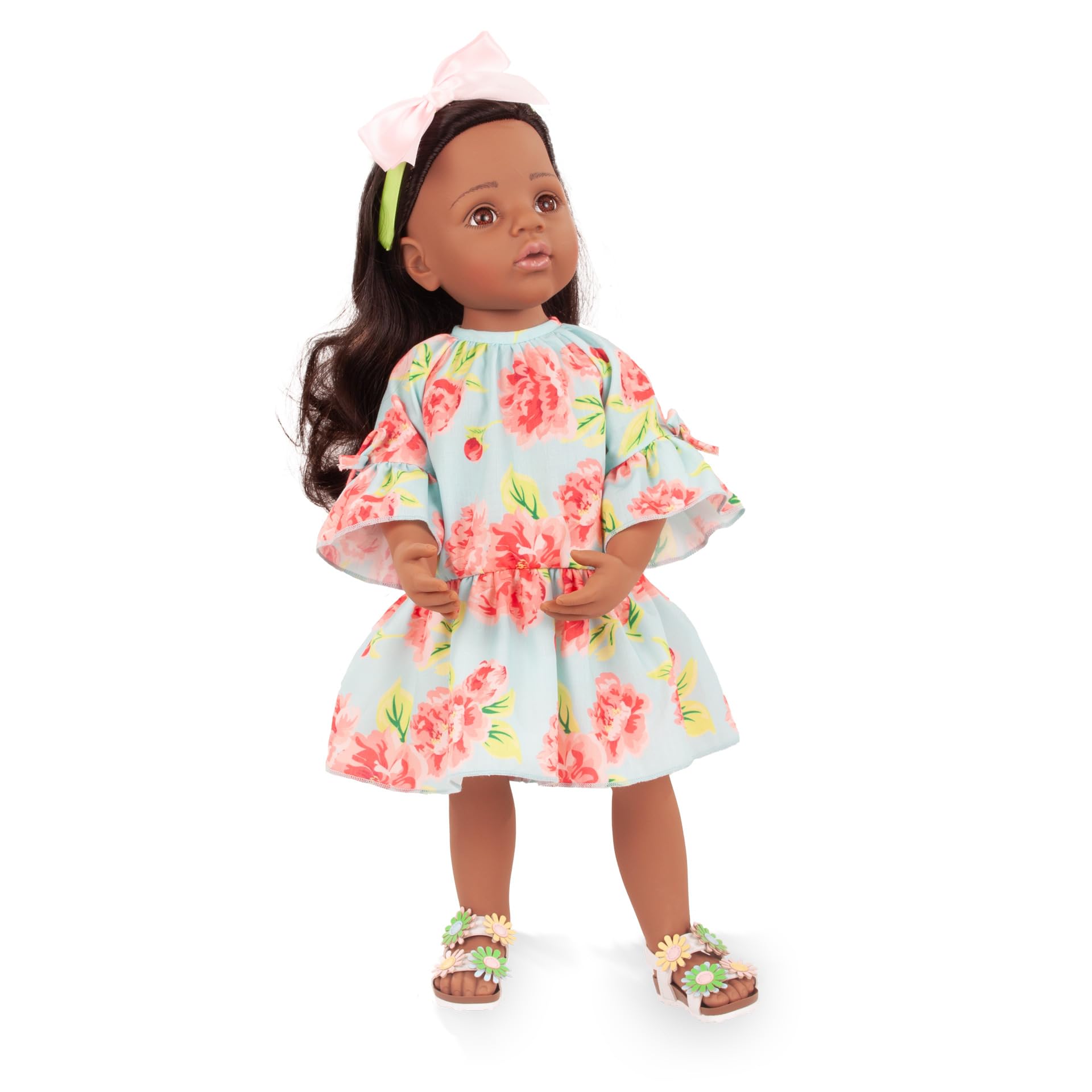 Götz 2666811 Happy Kidz AVA Puppe 50 cm Multigelenk-Stehpuppe | 6-tlg, für Kinder ab 3 Jahren, schwarze Haare, braune Augen, 9 Gelenke, posierbar, frisierbar, Vinylhartkörper