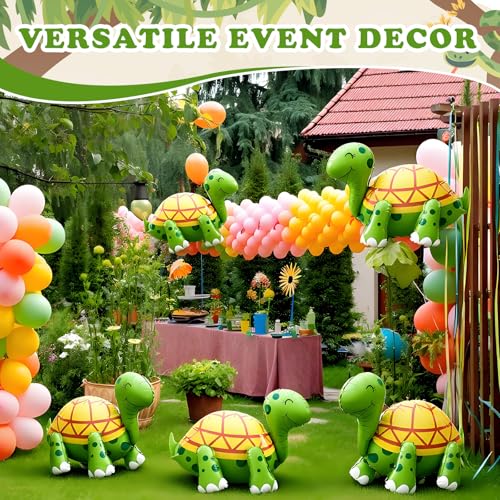 Image of 6 Pcs 4D Giant Turtle Balloon Walking Tortoise Inflatable Balloons Animal Standing Foil Balloons Birthday Party Supplies for Circus Forest Zoo Wildlife Theme Party Decorations