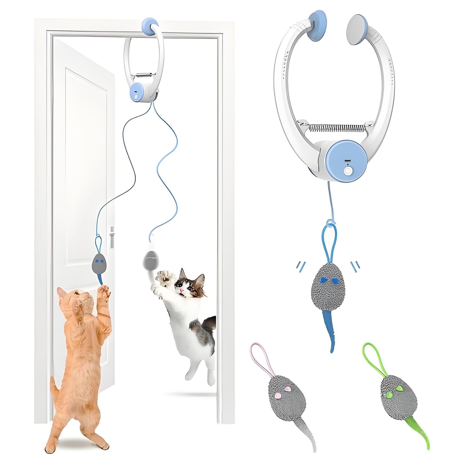 Jouet interactif Automatique rétractable Suspendu pour Chats d'intérieur, enrichissement motorisé Rechargeable pour soulager l'ennui Blue