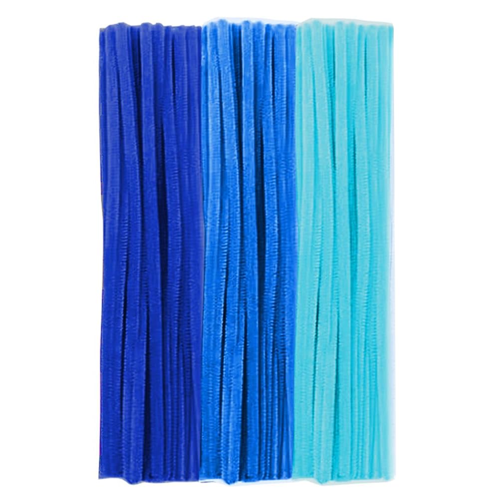 300 Pieces Pipe Cleaners Chenille Stem, 3 Pastel Candy Color Pipe Cleaners Set for Pipe Cleaners DIY Arts Crafts Decorations, Chenille Stems Pipe Cleaners (Blue)