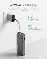 Vista 7 de CUKTECH 45W Power Bank 20000mAh, Portable Travel Charger Built-in USB C Cable, Fast Charging Battery Pack for iPhone 16/15/14/13, iPad, Samsung