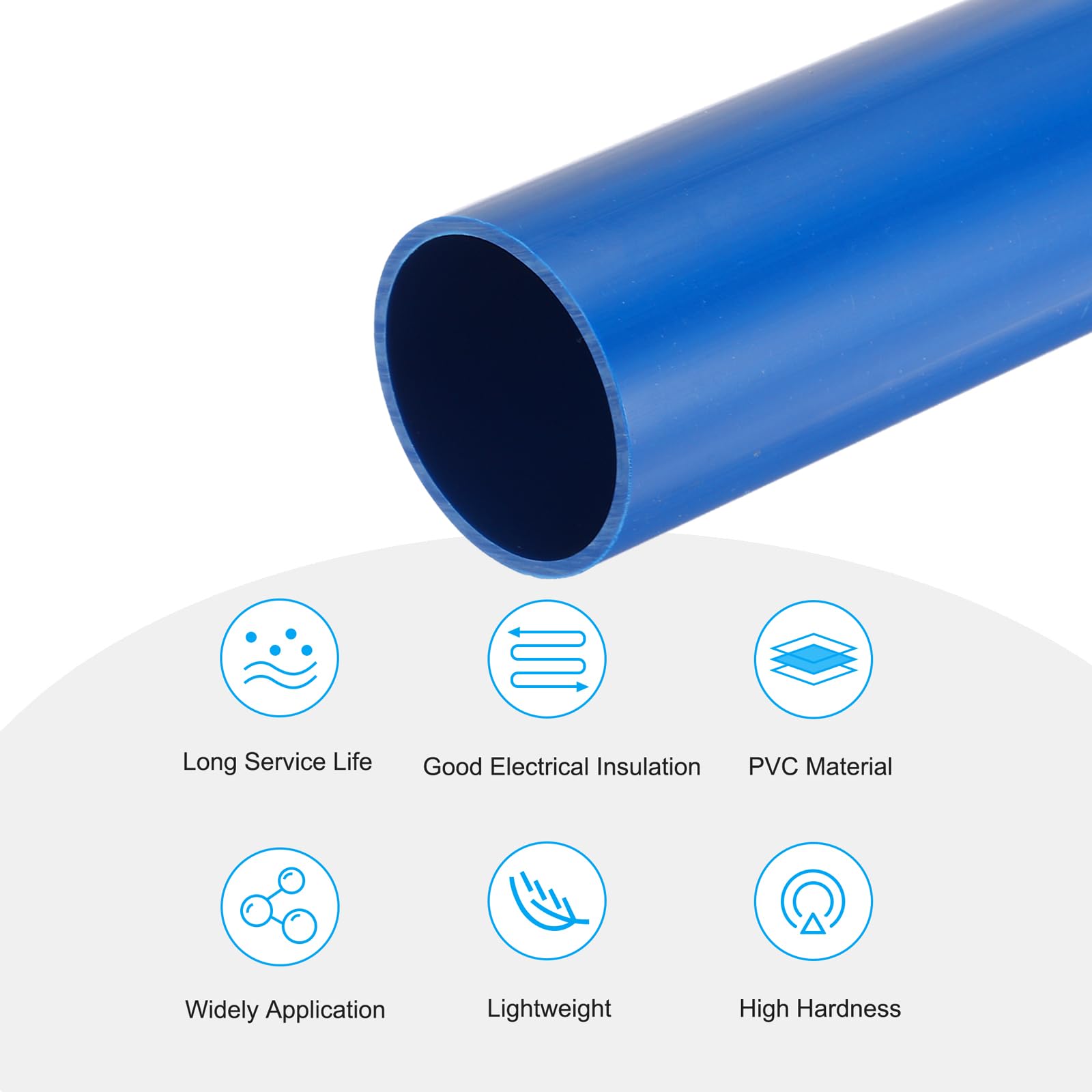 Tuyau PVC Rigide Rond 21mm Intérieur - 0,65m - Bleu - Parfait Pour Câbles, Eau Et Bricolage - 10
