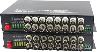 1Pair 16 Channel Digital Video Fiber Optical Media Converters Extender Adapter Single Mode FC Fiber Optic Upto 20Km for CCTV Security Monitor.