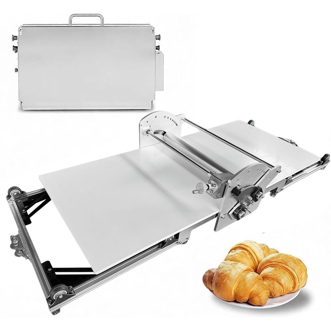 Sfogliatrice elettrica automatica per pasta, ideale per dolci e pizza.