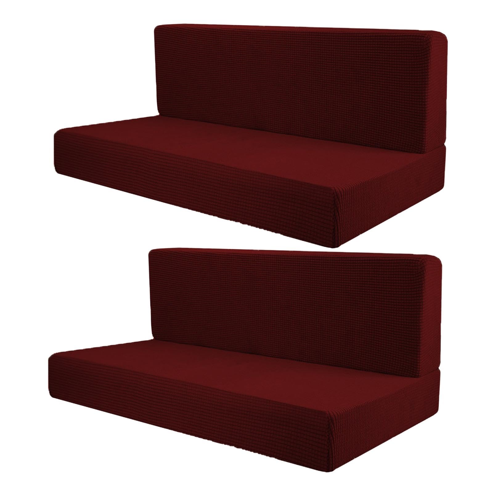 Lot de 4 housses de coussin élastiques en polyester rouge pour canapé