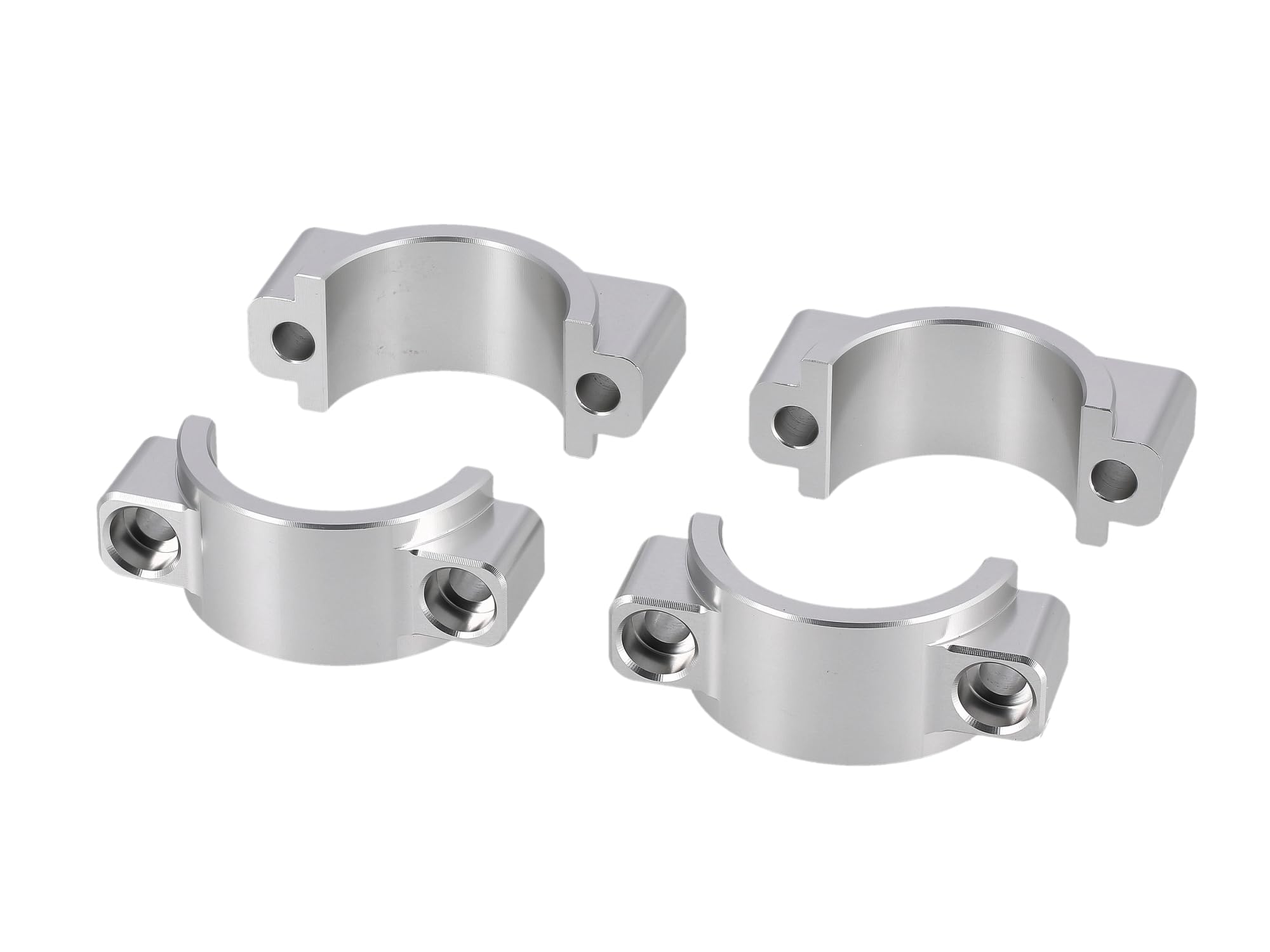 Set: CNC Klemmstücke für Schutzblech mit Schrauben, Silber eloxiert - für S