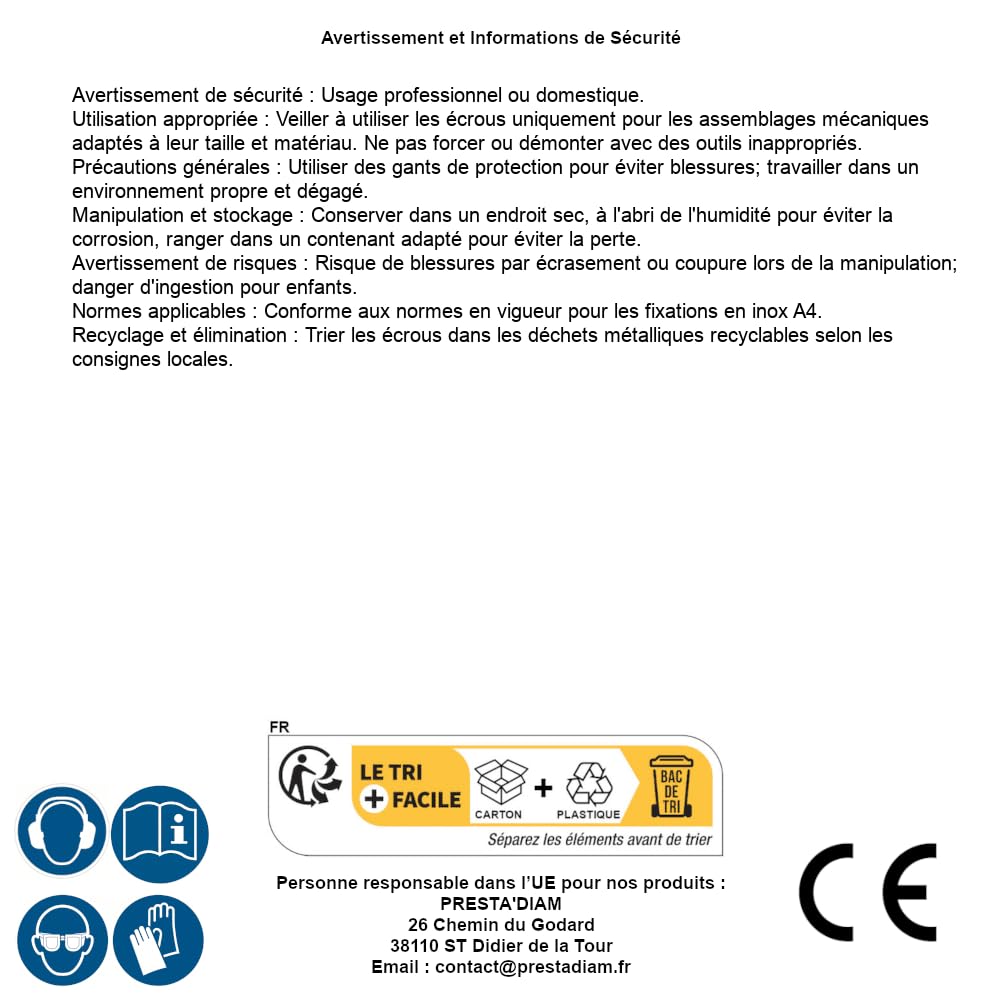 D-Work, 50 dadi da fresa, M8 mm, in acciaio inox A4