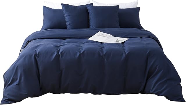 Amazon Brand - Umi King Duvet Cover Set,Blue Duvet Cover King Bed,Easy Care Soft King Size Duvet Cover Sets with Pillowcases,Quilt Cover Bedding Set