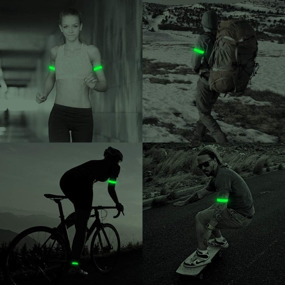 Aicharynic Braccialetto a LED, a batteria, 6 pezzi, a LED, riflettente, per jogging, corsa, sport