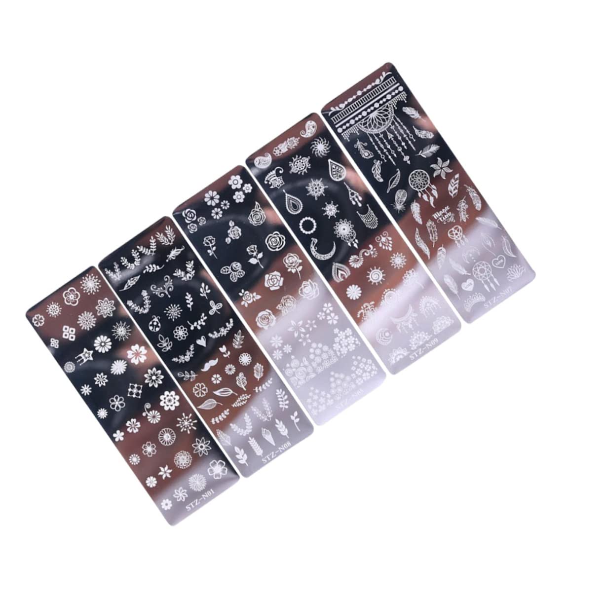 Healeved 3 Set Di Kit Per Nail Art Con 5 Bellissimi Motivi Floreali Piastre Per Nail Art Stencil Per Nail Art Decorazioni Per Unghie Per Saloni Da Donna 5 Pezzi * 3