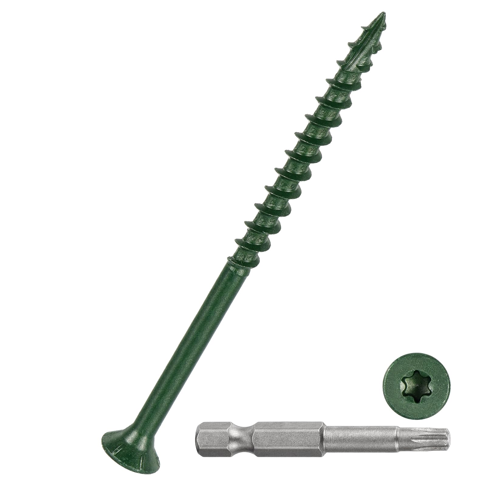DTGN #10x3" Deck Screws - 100Pack - Good for Decks, Fences, Frames, Farms, Outdoor Furniture - Carbon Steel Wood Screws Epoxy Coated W/ T25 Torx Star Drive Bit - Green — image 1