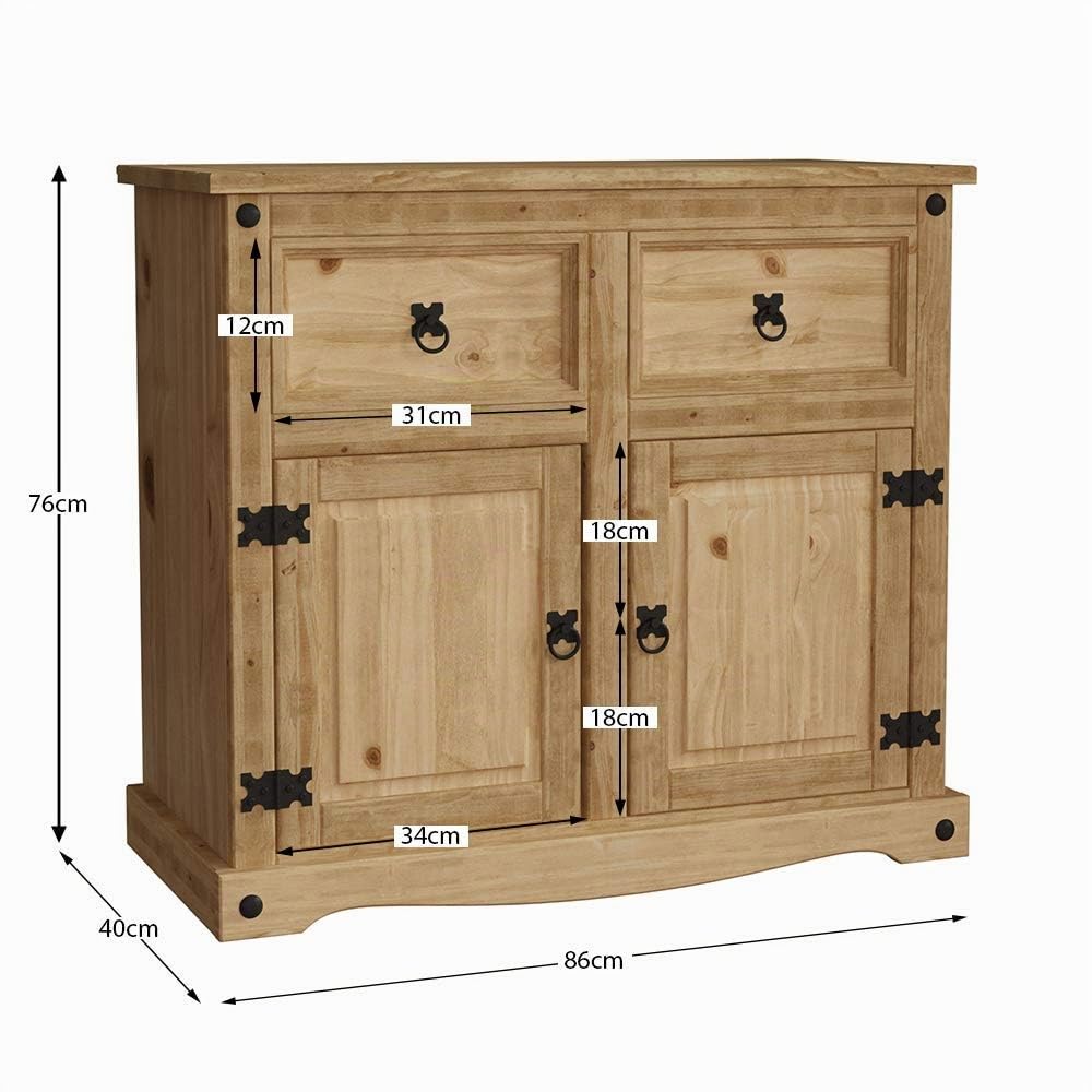 Amazon Brand - Movian Corona Buffet à 2 Portes et à 2 tiroirs, pin Massif Naturel