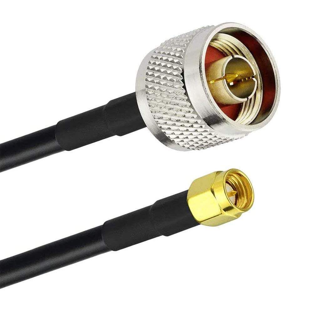 GraspaDeal 15 Mtr. LMR 400 RF Coaxial Cable with N-Male to SMA-Male Connector Low Loss Coaxial Extension Cable 50 Ohm for 3G/4G/5G/LTE/ADS-B/Ham/GPS/WiFi/RF Radio to Antenna,Black