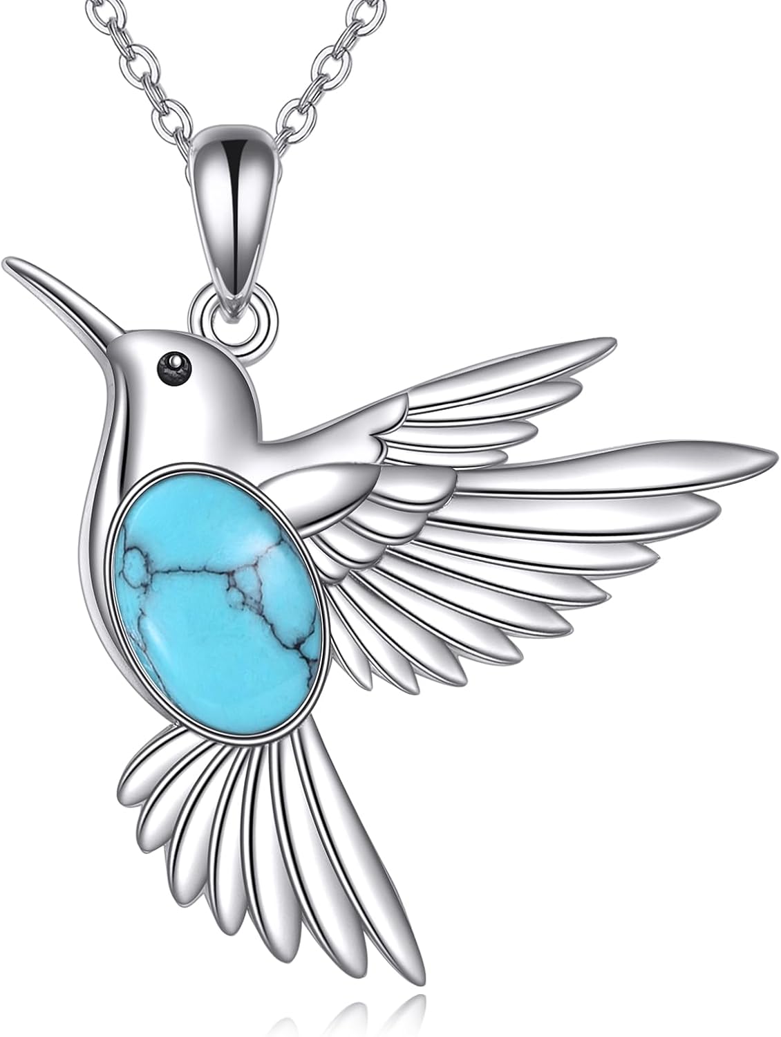 POPLYKE Hummingbird Necklace 925 Sterling Silver Hummingbird Pendant Necklace Jewelry Gift for Women