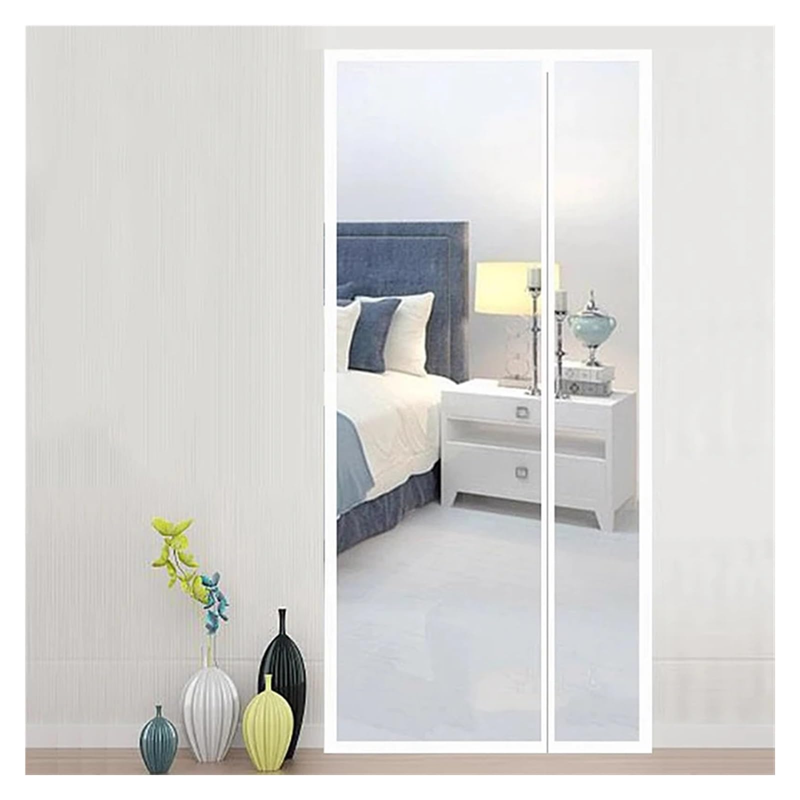 Moustiquaire de porte magnétique blanche à ouverture droite pour chambre
