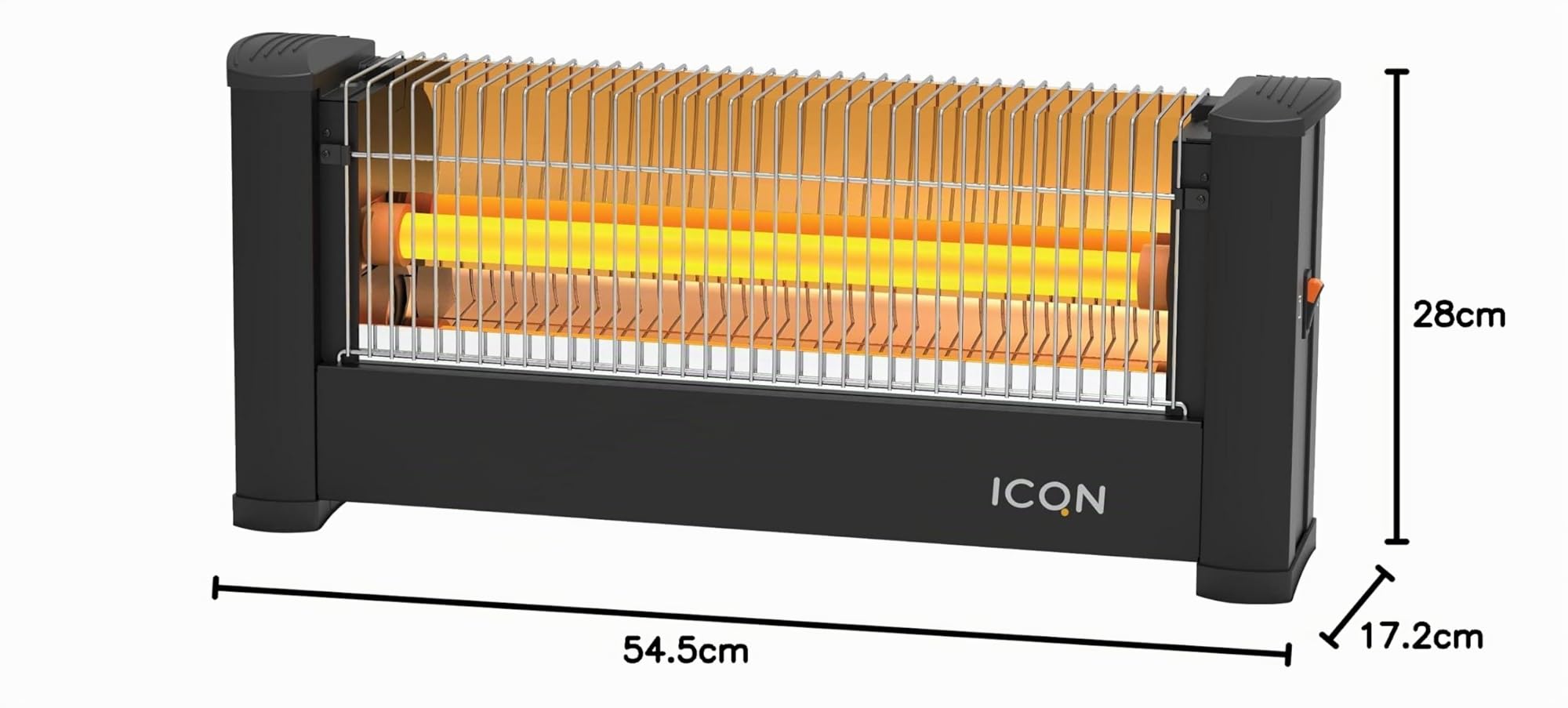 ICQN Estufa de pie por Infrarrojos | para Habitaciones de hasta 9 m² | 900 W | IP20 | calefacción eléctrica | Cable de 1,35 Metros | Calefactor para Oficina o casa | calefacción por Infrarrojos