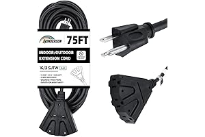 75FT Outdoor Extension Cord with Triple Power Outlets