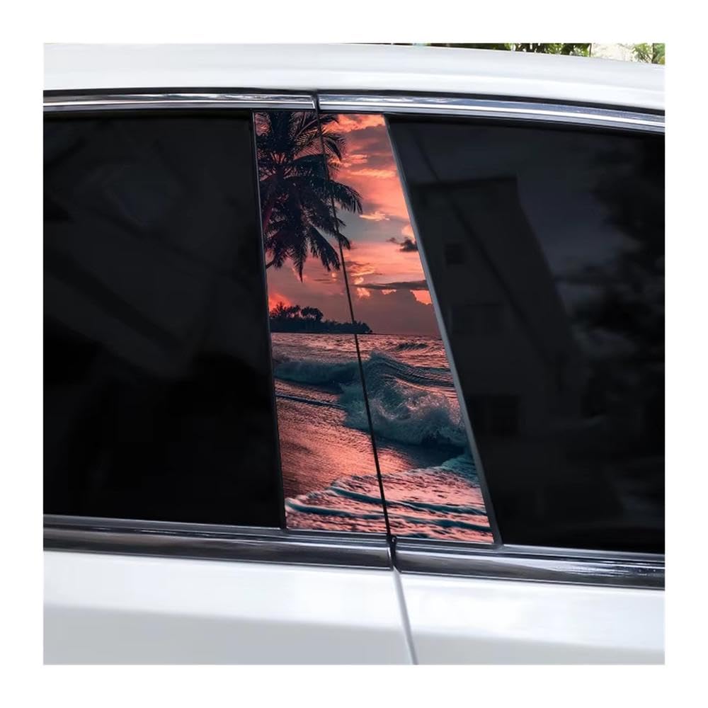 Bertdcx H Green Landscape Stickers Car Window Pillar Stickers Diy Personalized Decorative Stickers Auto Parts(H)