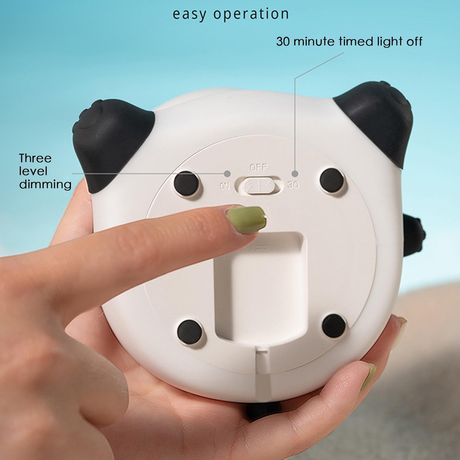 Luce Notturna Bambini Bubu Dudu A Forma Di Panda, Silicone Morbido, 3 Modalità Luce/Dimmer, Ricarica USB, Timer