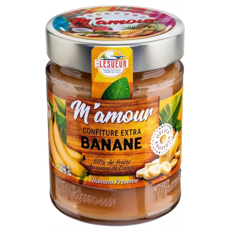 M'AMOUR - Confiture Banane Pot Verre 325G - Lot De 3
