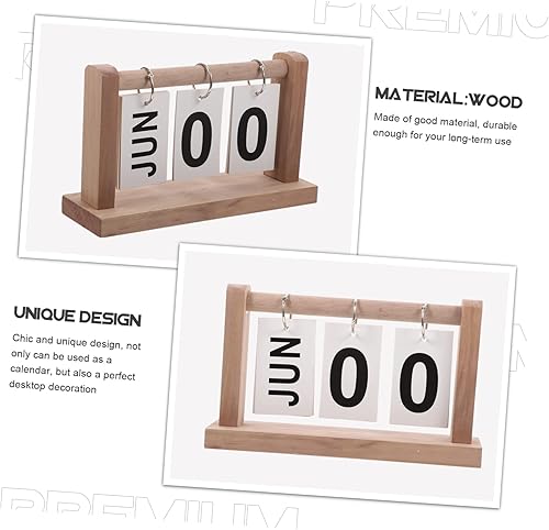Miniatura 8 de BESTOYARD 3pcs Calendar Trinkets Flip Wooden Perpetual Calendar 2023 Desk Calendar Desktop Block Calendar Date Blocks Work Desk Decor Perpetual