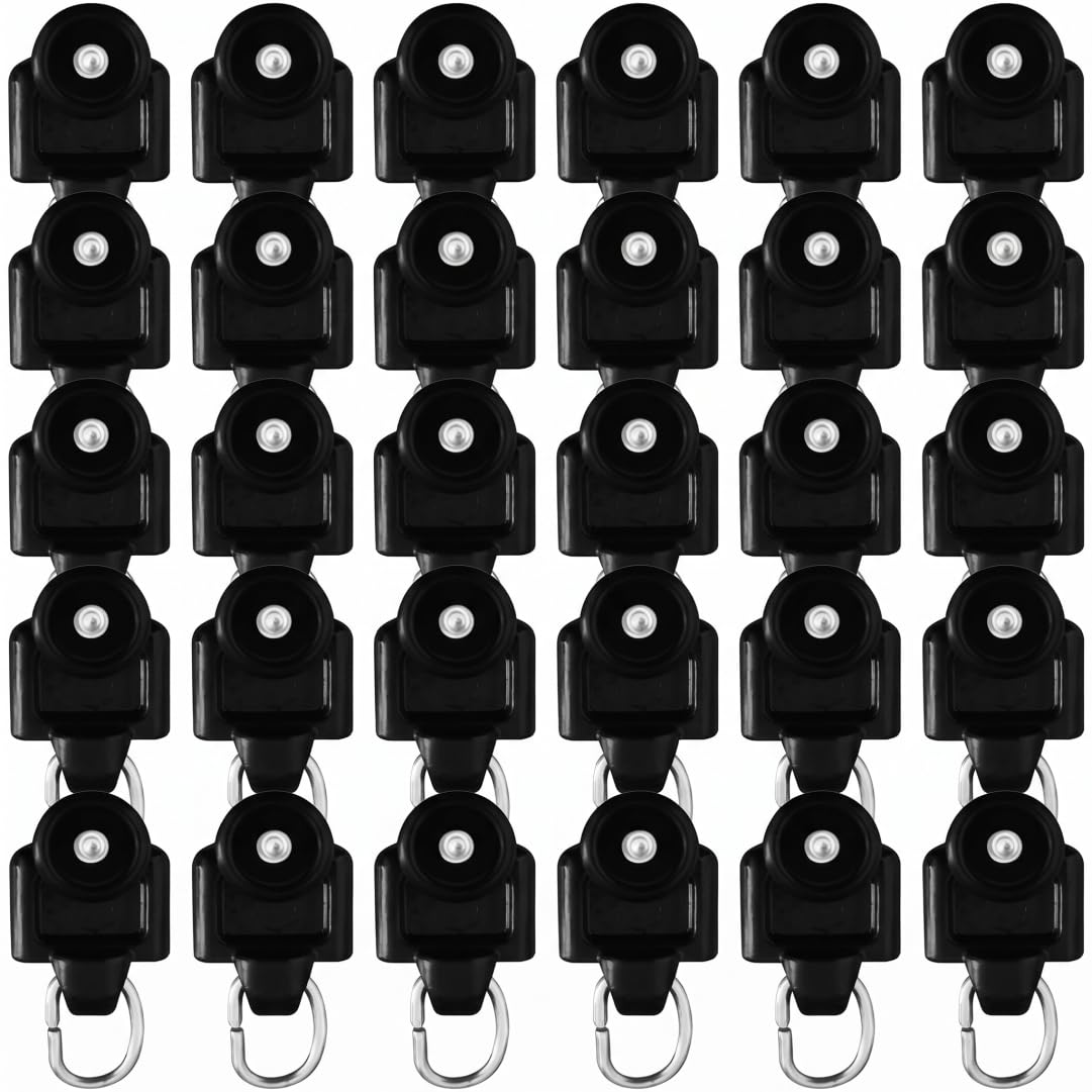 Tsawntd 30pcs Curtain Track Rollers And Curtain Track Hooks - Compatible With Straight & Curved Tracks, Replacement Accessories Black