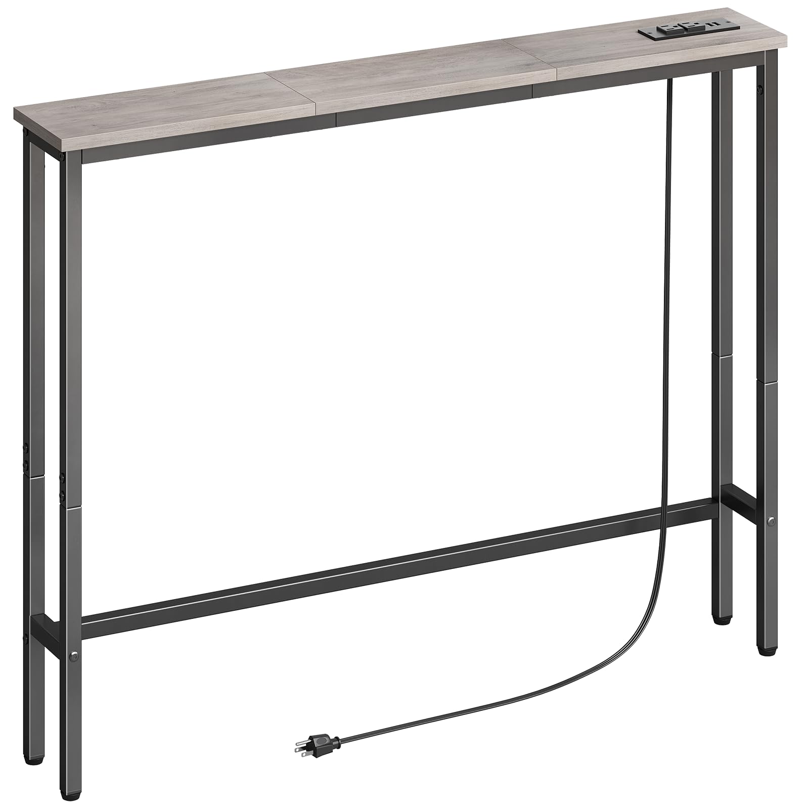ELYKEN 39.4'' Narrow Console Table with Outlet, Sofa Table Behind Couch