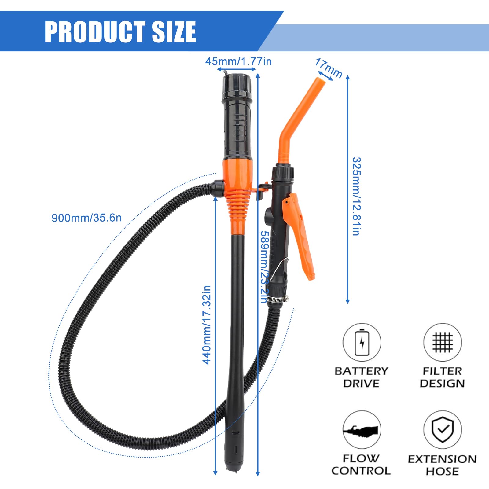 2.4 GPMElektrische Transferpumpe, pompe de transfert de liquide, pompe à essence pour bidon, pompe à essence électrique alimentée par batterie, pompe à bidon, pompe à huile électrique portable pour