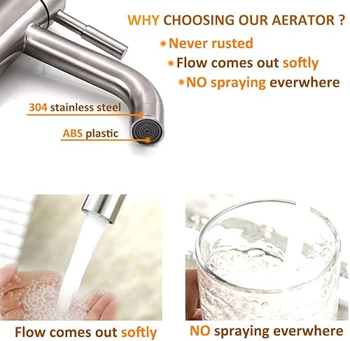 Miniatura 4 de Aireador de grifo de 1.5 GPM, (0.94 pulgadas) 1516 pulgadas macho roscas, aireador de fregadero de burbuja, aireador de grifo de ahorro de agua de