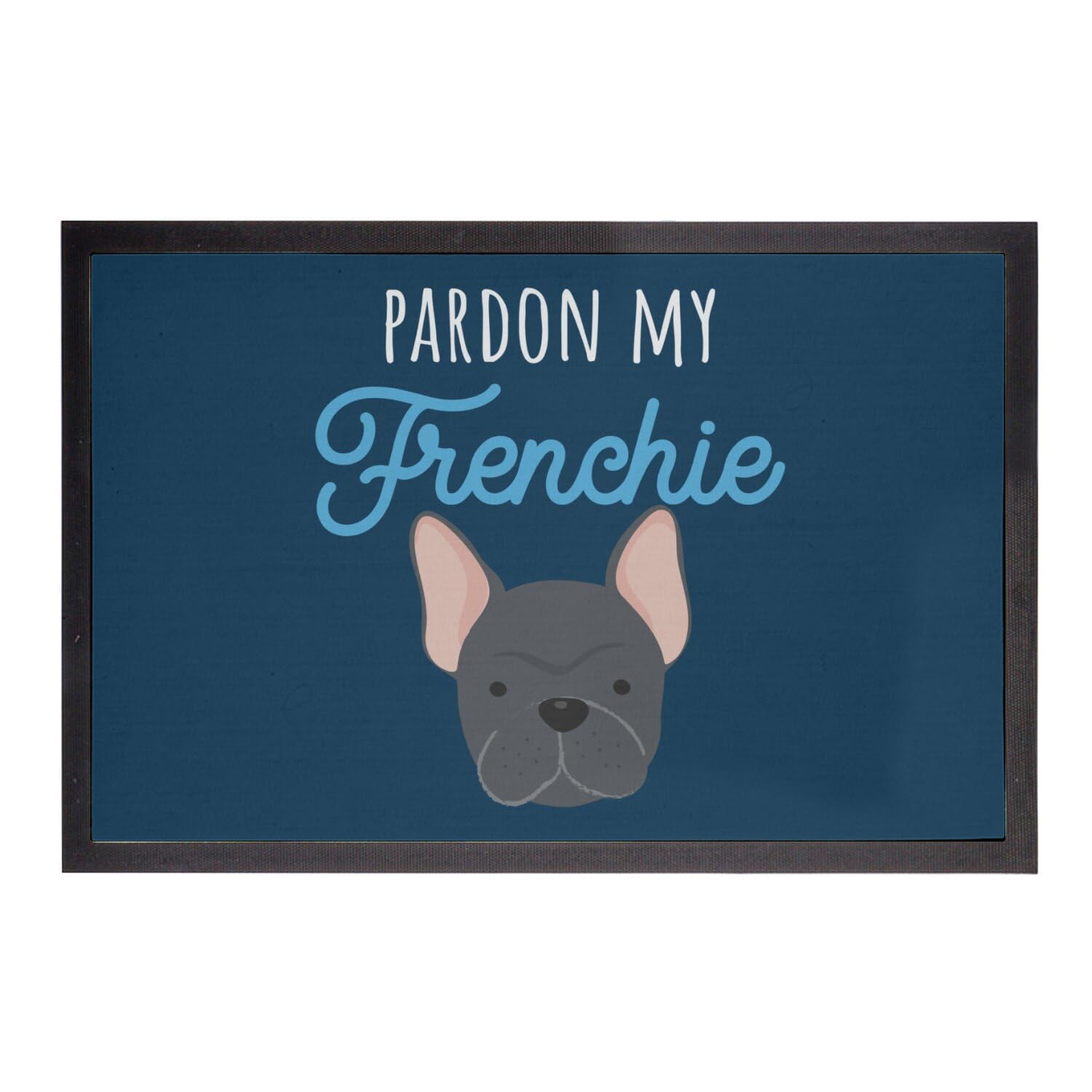 Paillasson Bleu French Bulldog tapis entrée chien 75x50cm pour intérieur
