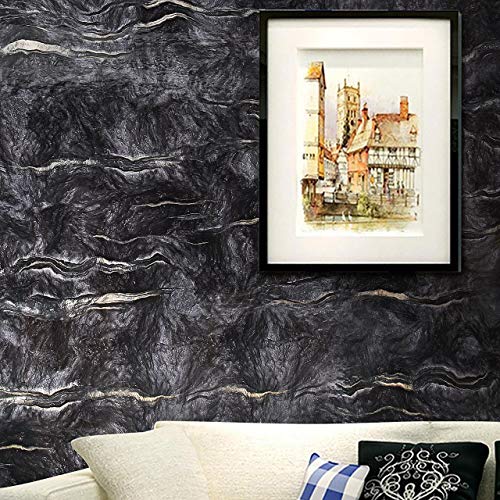 Image of Self Adhesive Wallpaper Waterproof Old Furniture Vinyl Stickers Wooden Door Wardrobe Desktop PVC Wall Papers (12 x 24 inch, Black Marble)