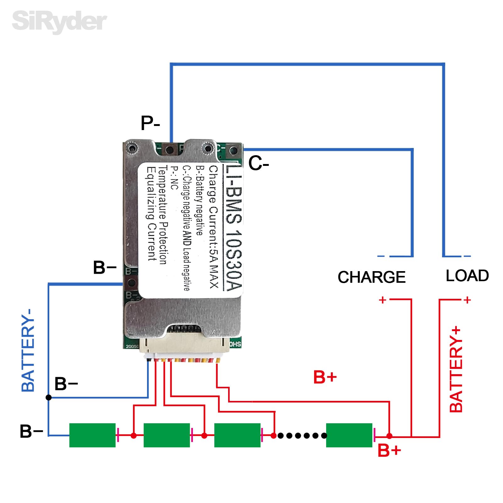 Scheda di Protezione Batteria Agli Ioni di Litio 36V 10S 30A 18650 con Bilanciamento