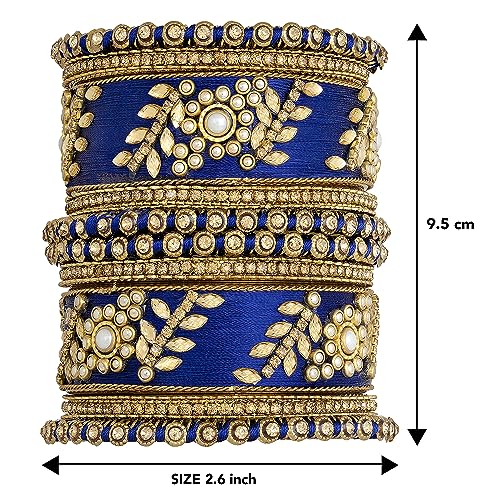 Image of Peora Silk Thread Kundan & Stone Studded Chuda Bangles Set Gift for Women